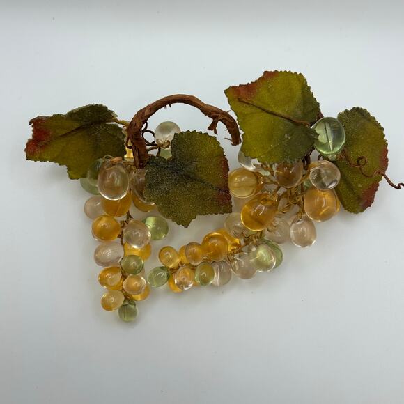 Vintage Lucite Grape Cluster Décor Amber Green Lot of 2 Mid Century - Picture 4 of 8